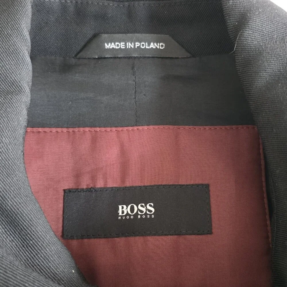 Hugo Boss The Task Wool Overcoat Men US 38R Black Lined Minimalist Office Grunge